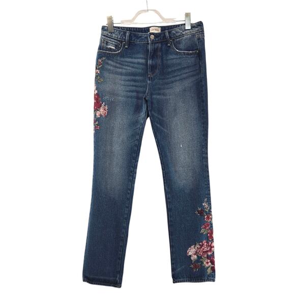 Driftwood Jeans Womens 27 Audrey High Rise Floral Embroidered Straight Leg Boho - Picture 1 of 15